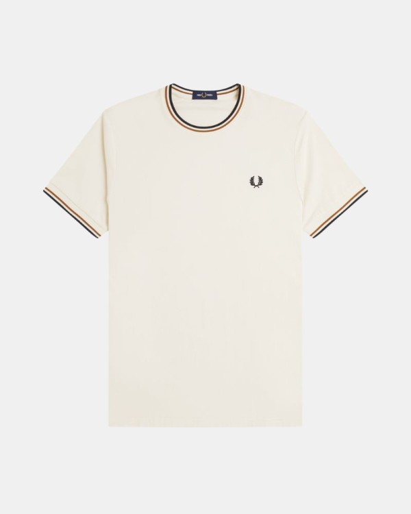 Camisetas manga curta homem FRED PERRY bege M1588