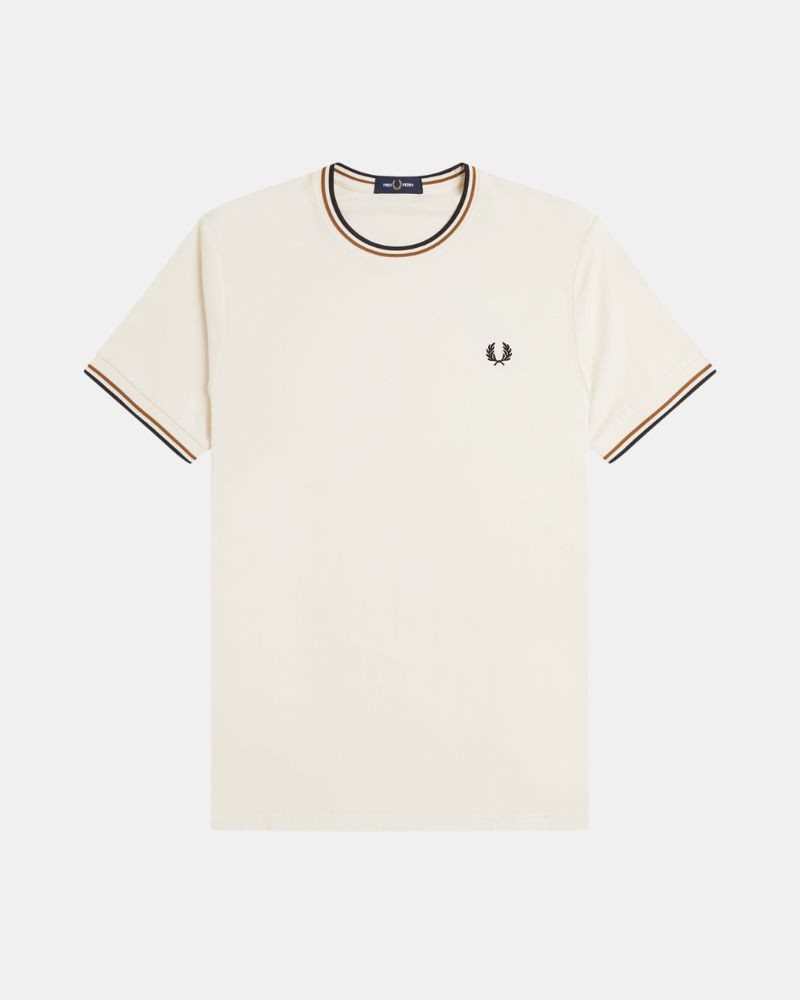 Camisetas manga curta homem FRED PERRY bege M1588