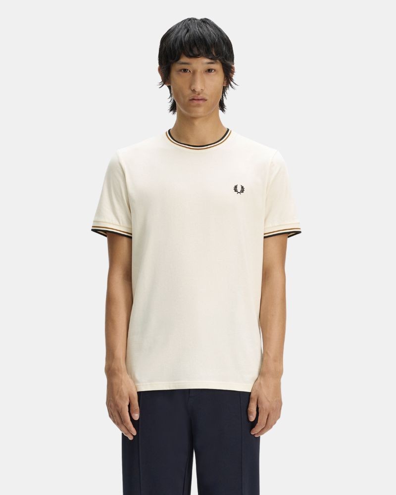 Camisetas manga curta homem FRED PERRY bege M1588