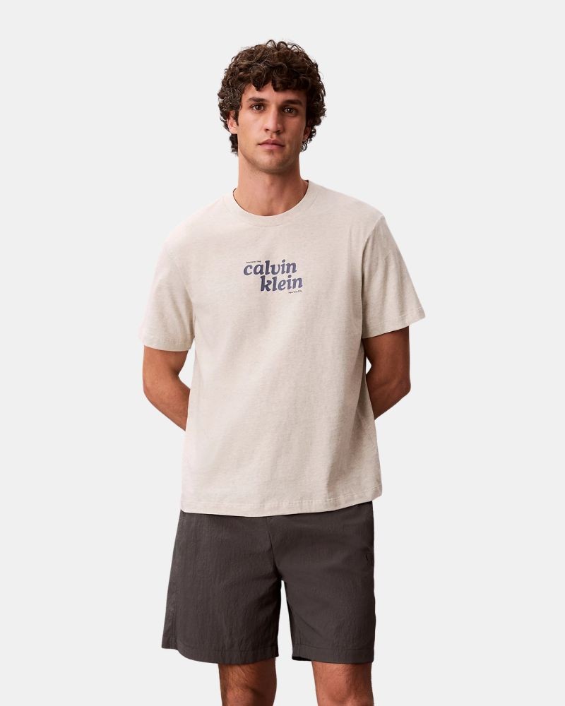 Camisetas de manga curta para homem CALVIN KLEIN bege LV04RG815GP4P