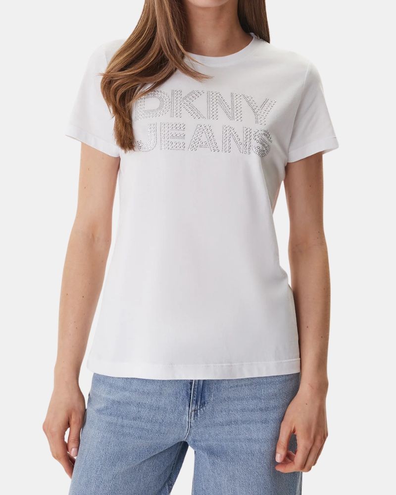 Camisetas de manga curta para mulher DKNY brancas DJ6T1692