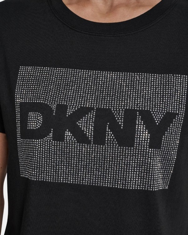 Camisetas de manga curta para mulher DKNY pretas DJ6T1701