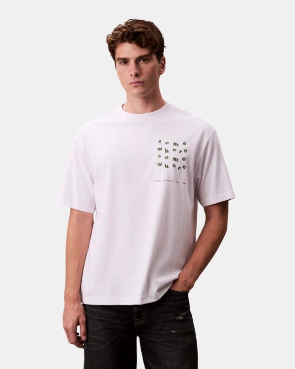 Camisetas de manga curta para homem CALVIN KLEIN Branco LV04RE806GYAA