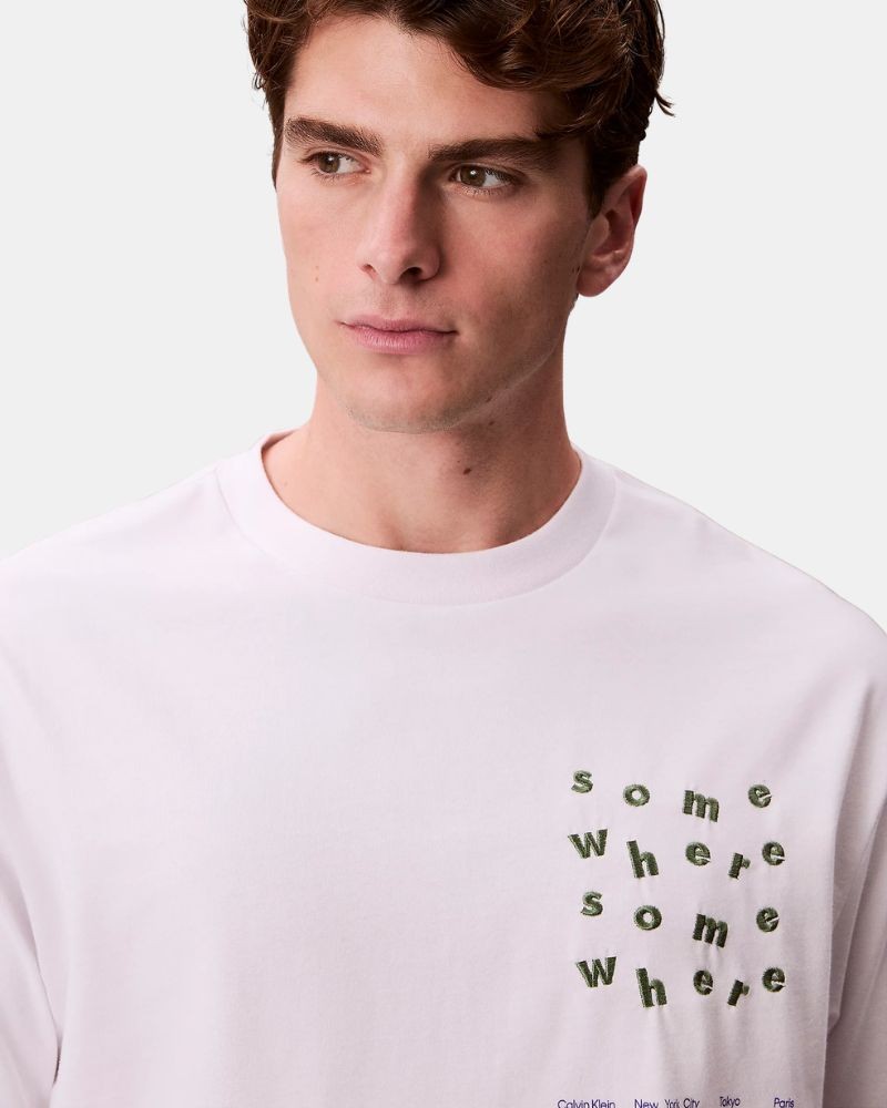 Camisetas de manga curta para homem CALVIN KLEIN Branco LV04RE806GYAA