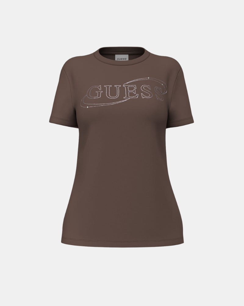 Camisetas de manga curta Mulher GUESS Castanho V6BI01 K6248