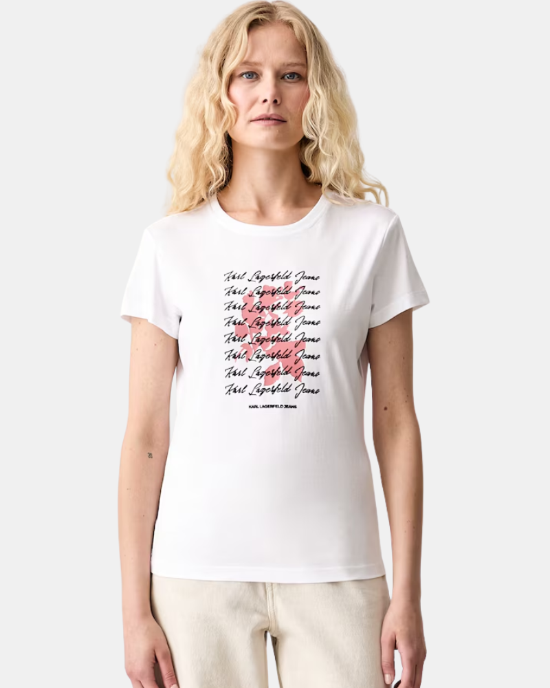 Camisetas de manga curta para mulher Karl Lagerfeld Branco B3W17021