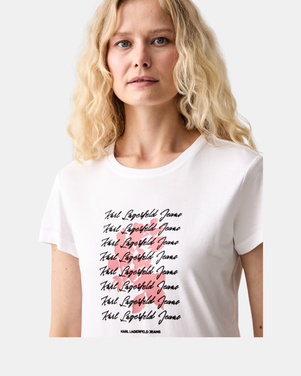 Camisetas de manga curta para mulher Karl Lagerfeld Branco B3W17021