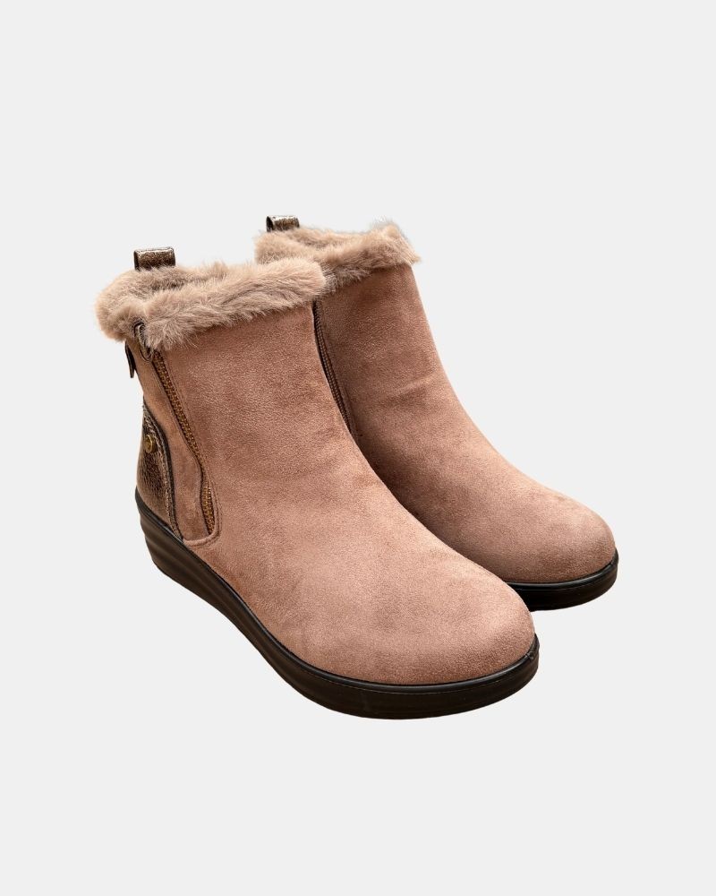 Botins baixos com pelo para mulher Amarpies Taupe 31052