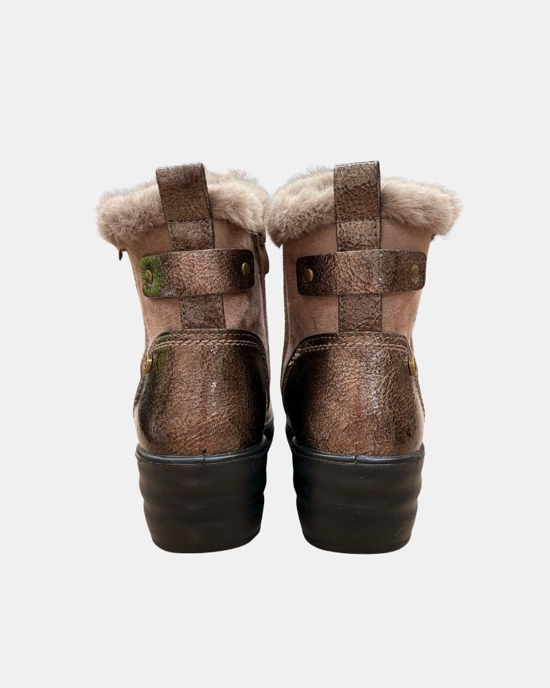 Botins baixos com pelo para mulher Amarpies Taupe 31052
