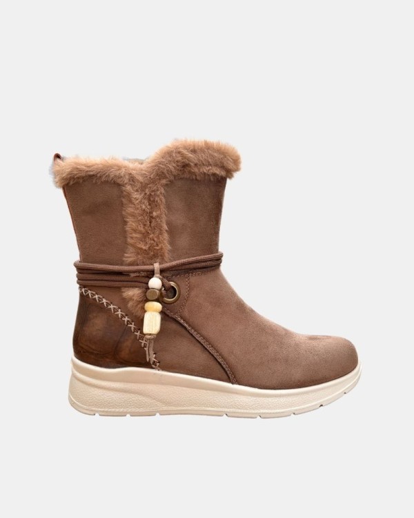 Botins com pêlo de cano baixo para mulher Amarpies Taupe 31135