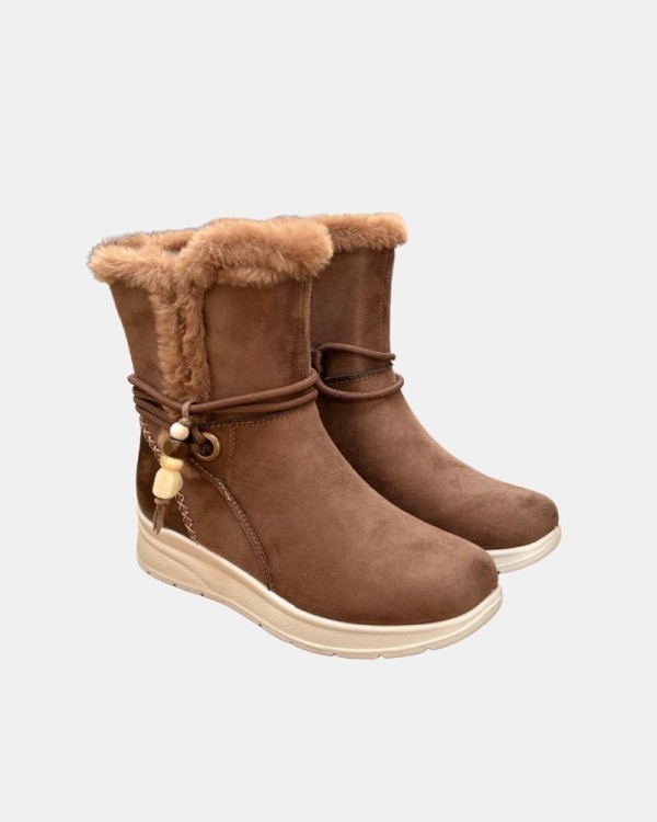 Botins com pêlo de cano baixo para mulher Amarpies Taupe 31135