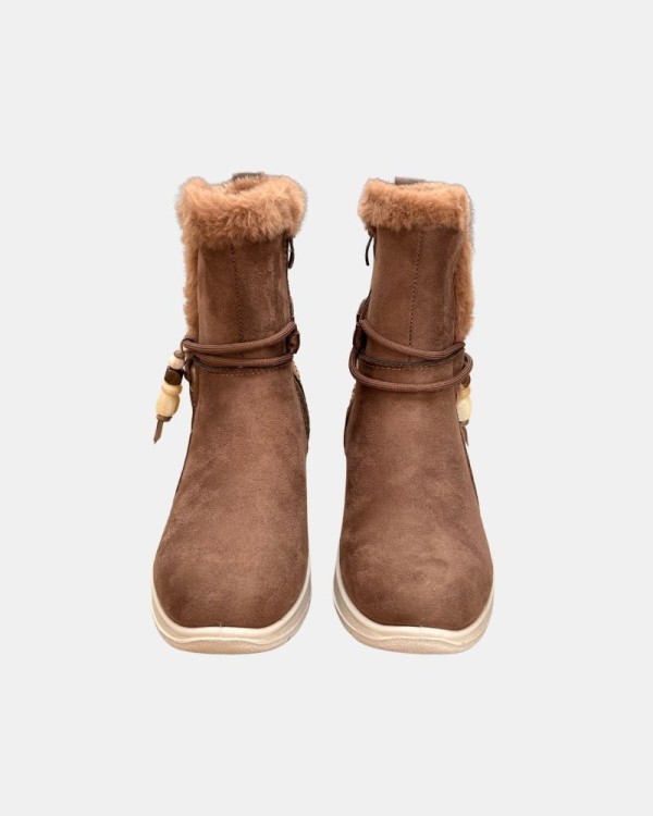 Botins com pêlo de cano baixo para mulher Amarpies Taupe 31135