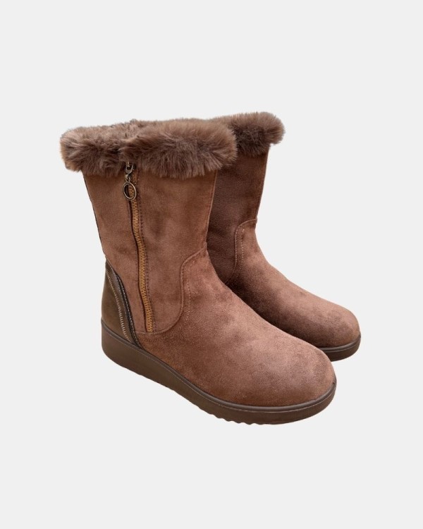 Botins baixos de pelo para mulher Amarpies Taupe 31139