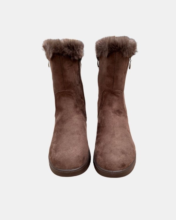 Botins baixos de pelo para mulher Amarpies Taupe 31139