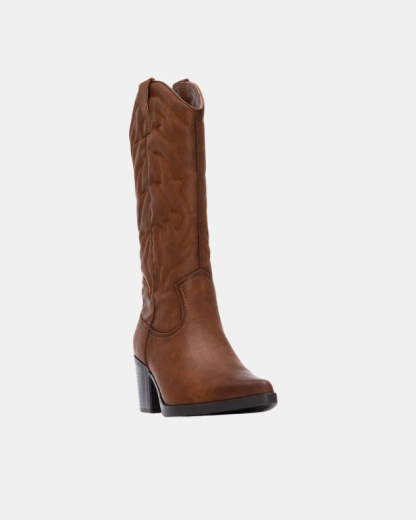 Botas altas cowboy femininas XTI castanhas 144306