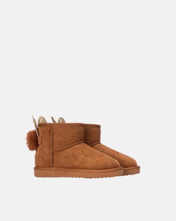 Botins infantis baixos forrados a pelo estilo australiano XTI castanho 154022
