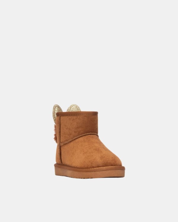 Botins infantis baixos forrados a pelo estilo australiano XTI castanho 154022
