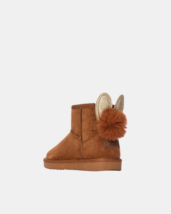 Botins infantis baixos forrados a pelo estilo australiano XTI castanho 154022