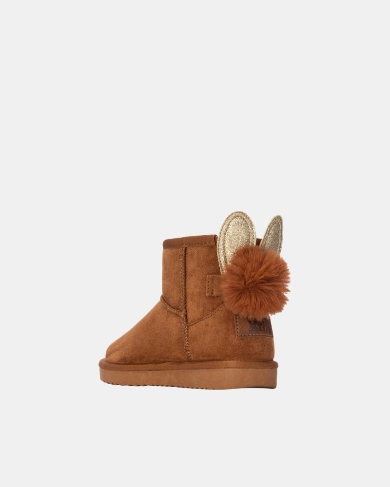 Botins infantis baixos forrados a pelo estilo australiano XTI castanho 154022