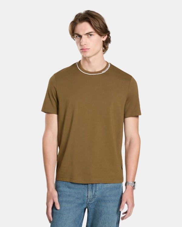 Camisetas Manga corta Hombre MICHAEL KORS Marrón CS652SN19P LOGO RIB