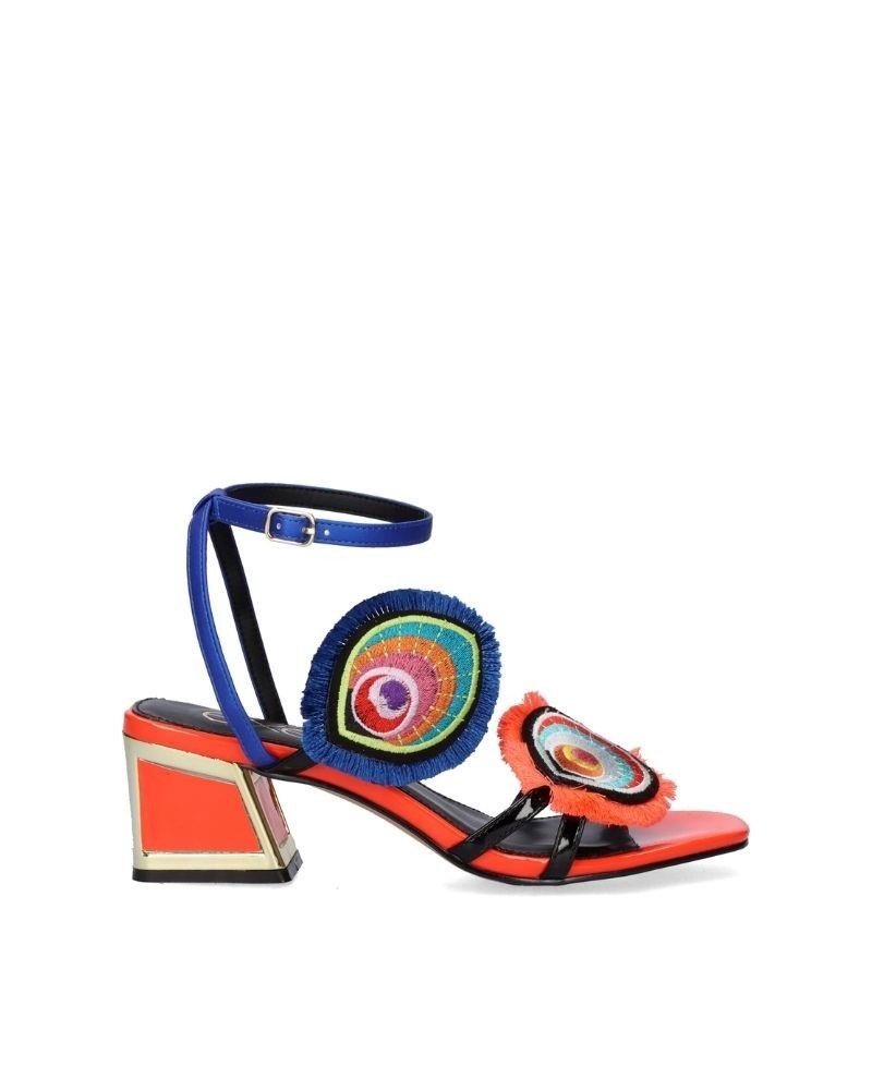 Sandalias Exe para mujer con tacón color coral, modernas y frescas