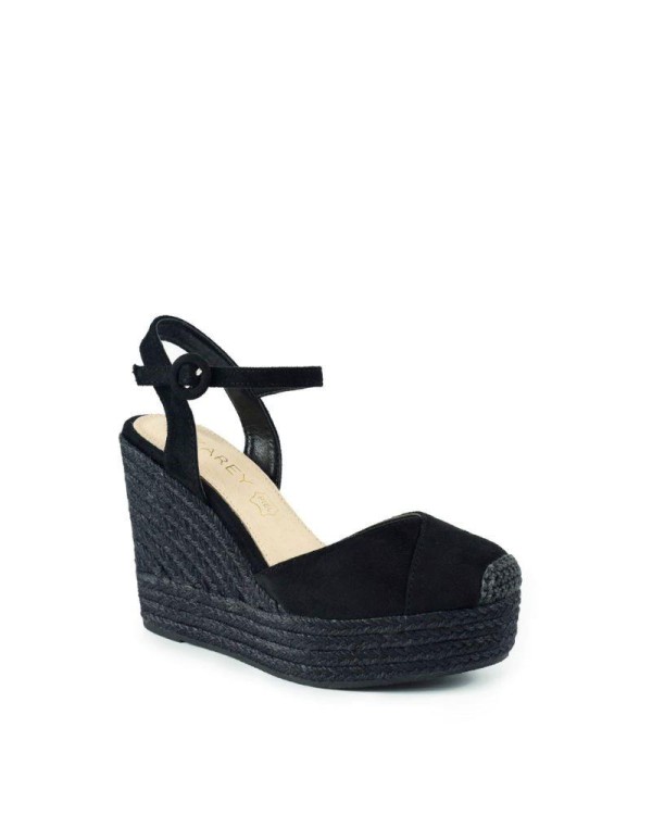 Sandalias de cuña Azarey alpargatas para mujer color negro, clásicas y elegantes