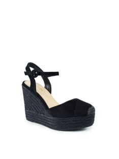 Sandalias de cuña Azarey alpargatas para mujer color negro, clásicas y elegantes