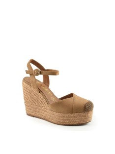 Azarey sandalias alpargatas para mujer color taupe, frescas y cómodas