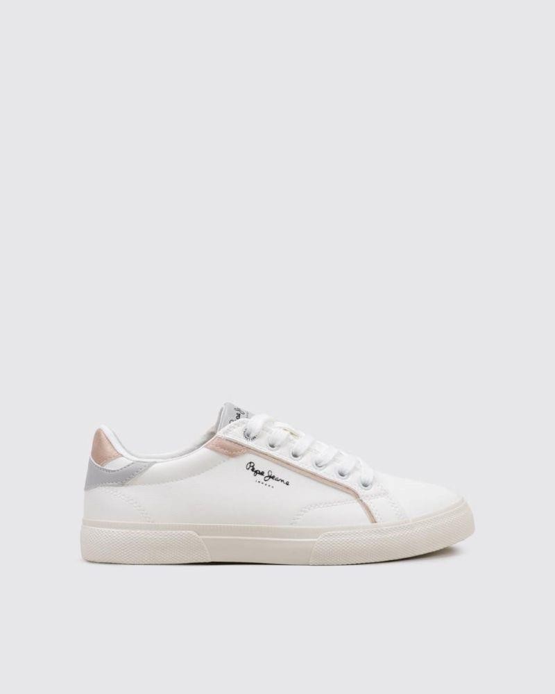 Zapatillas blancas de mujer Pepe Jeans Kenton Mix, estilo casual y actual